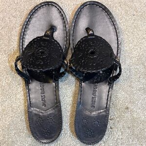 Jack Rogers Black Leather Sandals-Size 11